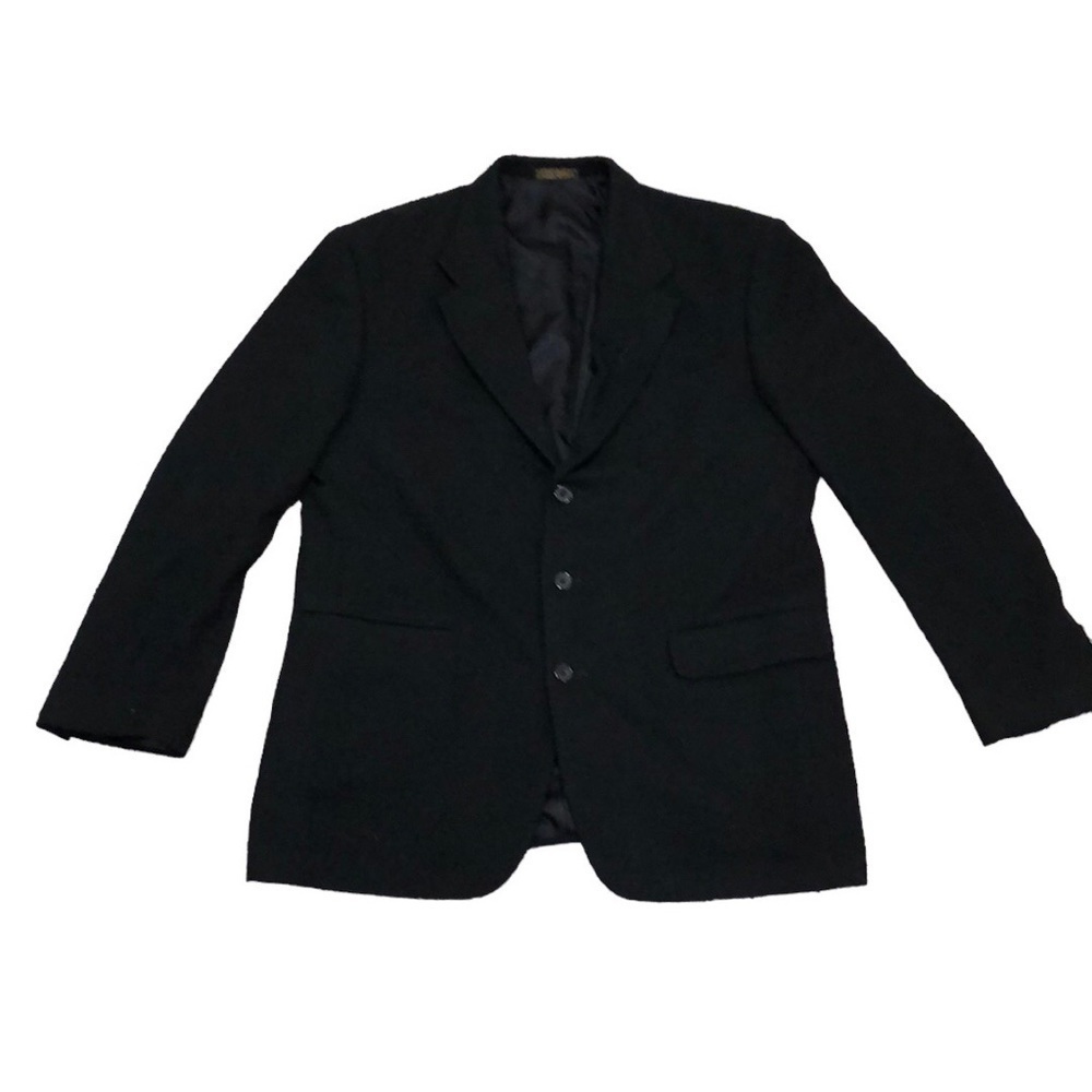 Oscar de la Renta Suit Jacket Sports Coat Size 42 L Black Wool Cashmere